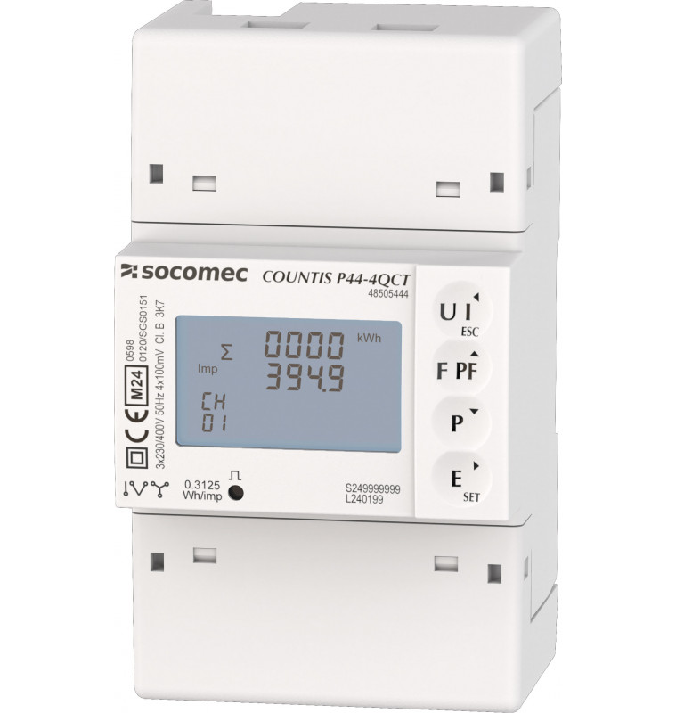 Socomec COUNTIS P44-2QCT 3PH (max 2) 3x100mV MODBUS RS485 MID [48505244]